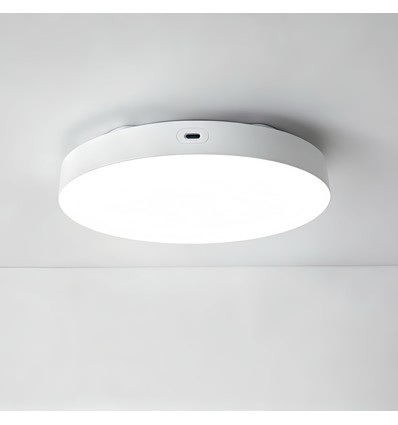 Oppladbar LED taklampe med sensor - Mikrobølgesensor, Ø20cm, 6W, CCT, Hvit