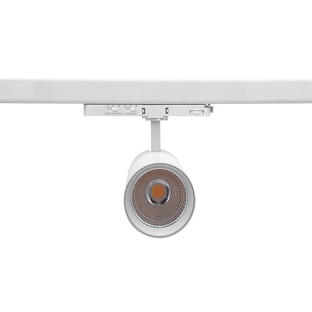 25-30W 3-faset CCT Triac skinnespot - RA98, justerbar CCT & watt, Hvit - Dimbar : Dimbar, Kulør : 3-i-1