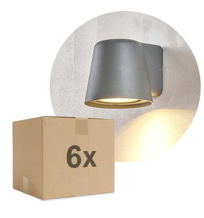 6 stk. Avero GU10 Vegglampe Grå - IP65, uten lyskilde