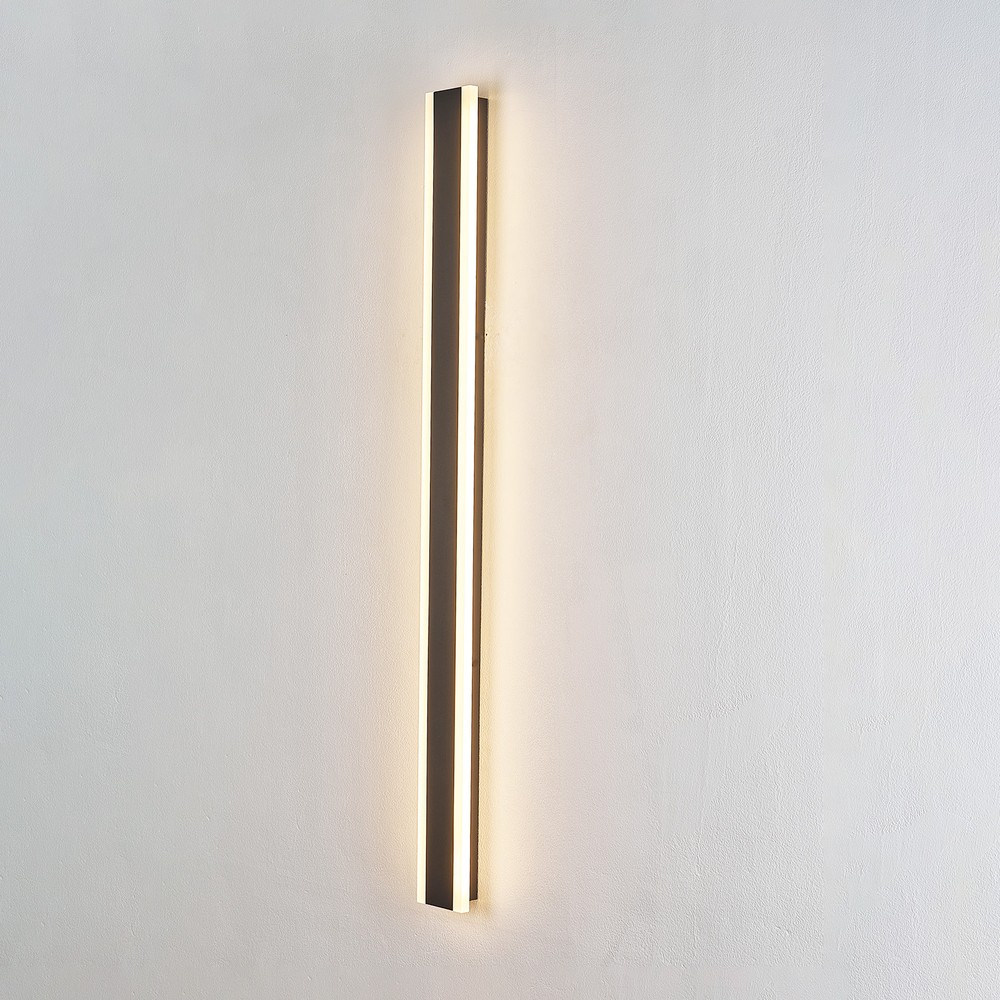 100cm avlang vegglampe - Svart, firkantet, inne / ute, IP65, inkl. lyskilde - Dimbar : Ikke dimbar, Kulør : Varm