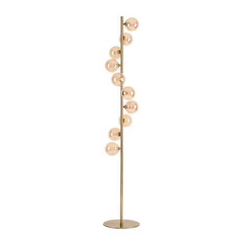 Denia 10xG9 gulvlampe messing/rav - 160cm, ravfarget glass, uten lyskilde