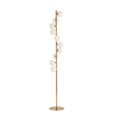 Denia 10xG9 gulvlampe messing/hvit - 160cm, hvitt mattet glass, uten lyskilde