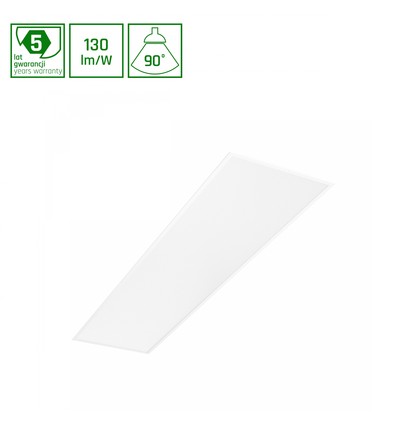 30x120 LED-panel, 40W - UGR19, RA90, DALI dimbar, bakbelyst, hvit kant
