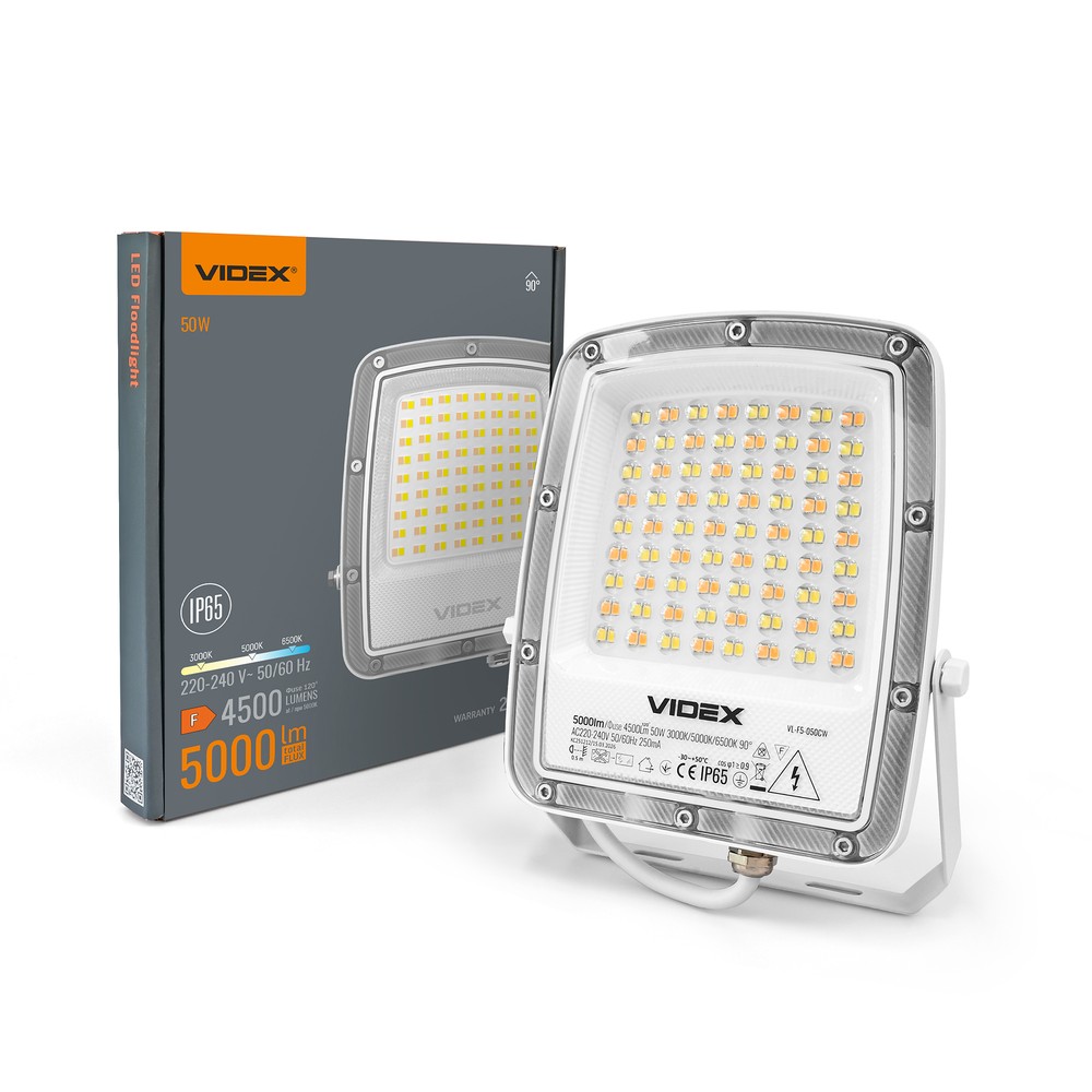 50W LED-lyskaster CCT - IP65, 3 lysfarger, utendørs - Kulør : Varm