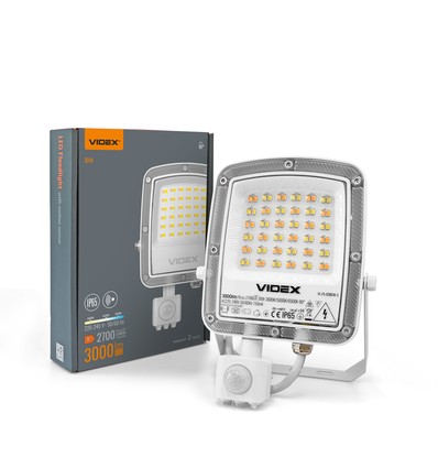 30W LED-lyskaster med sensor - CCT, IP65, PIR bevegelsessensor, sort kabinett