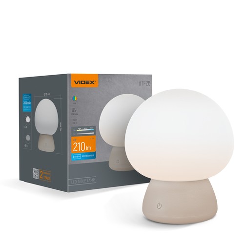Oppladbar Mushroom LED bordlampe - RGB + 3000K kaldhvit, bærbar
