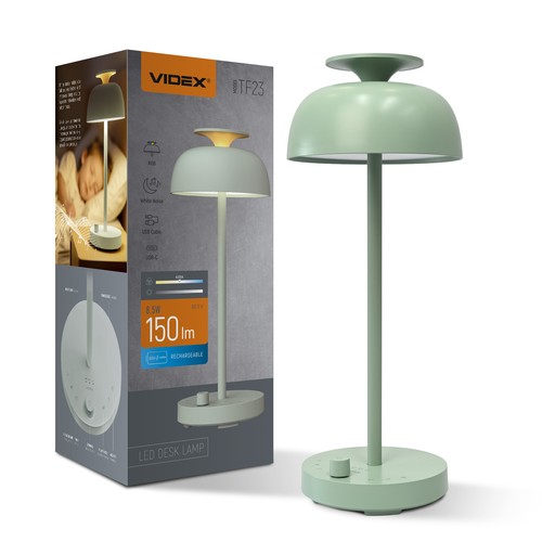 Oppladbar LED skrivebordslampe med white noise - Nøytral hvit + RGB, grønn, inkl. lyskilde