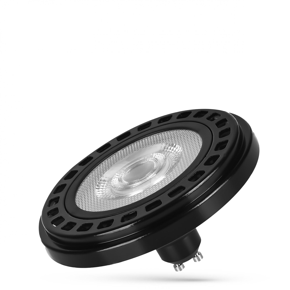 GU10 20W LED spot AR111 - RA90, 30° spredning, sort hus, 5 års garanti - Dimbar : Ikke dimbar, Kulør : Varm