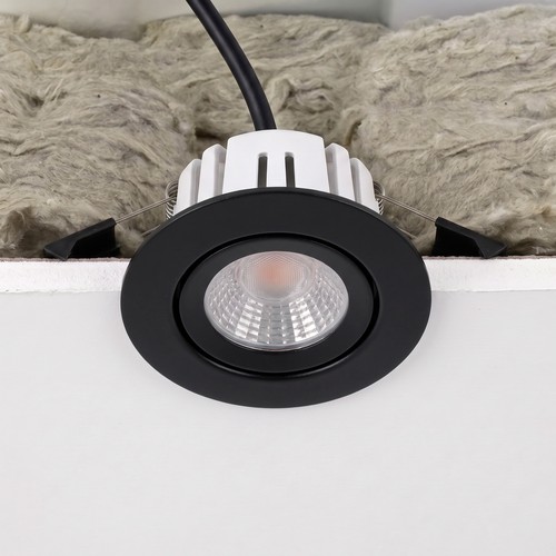 7W RA96 CCT + DimToWarm downlight til isolering - Dimbar, Hull: Ø6,8 cm, Mål: Ø8,3 cm, sort