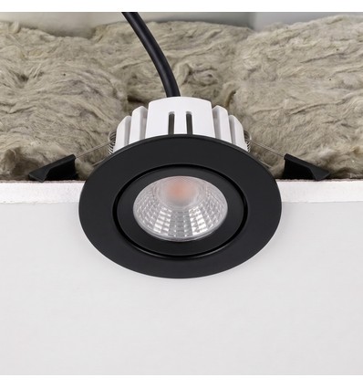 7W RA96 CCT + DimToWarm downlight til isolering - Dimbar, Hull: Ø6,8 cm, Mål: Ø8,3 cm, sort