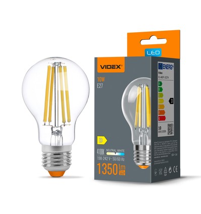 E27 10W LED filamentpære - A60, nøytral hvit