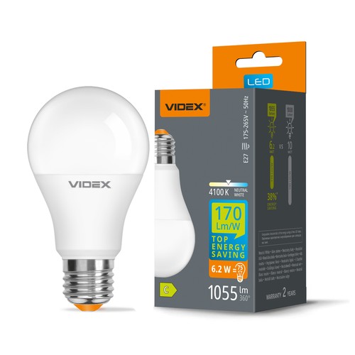 E27 6,2W LED-pære - A60, nøytral hvit