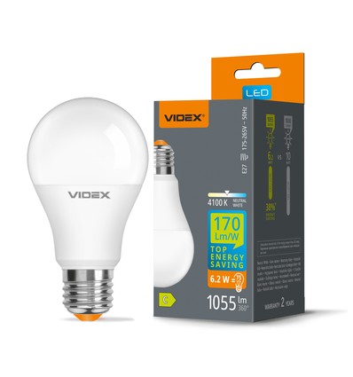 E27 6,2W LED-pære - A60, nøytral hvit