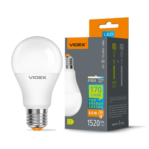 E27 8,8W LED-pære - A60, nøytral hvit