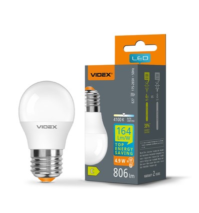 E27 4,9W LED kronepære - G45, nøytral hvit