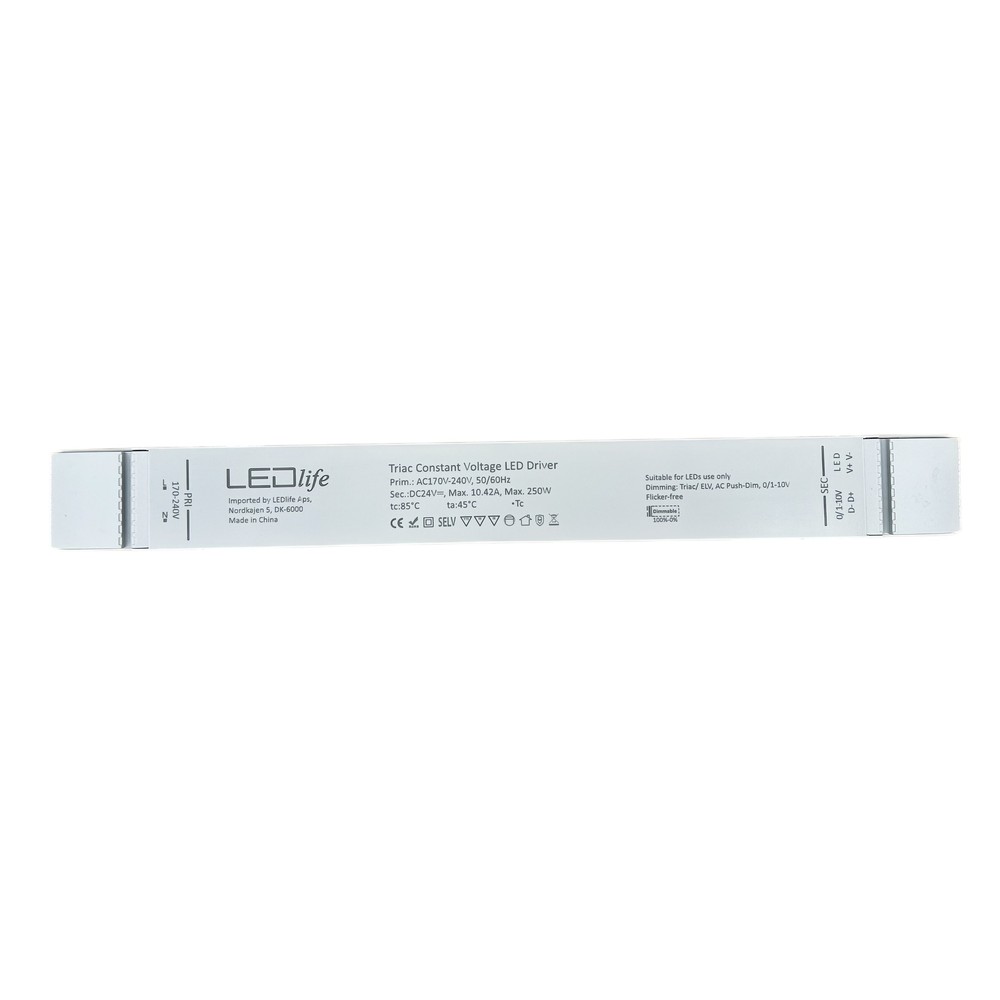 250W / 24V DC dimbar strømforsyning - 10.41A, IP20 innendørs