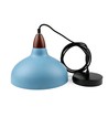BIRK Petroleumsblå Ø24cm pendel - E27 sokkel, 2m ledning, metall / tre