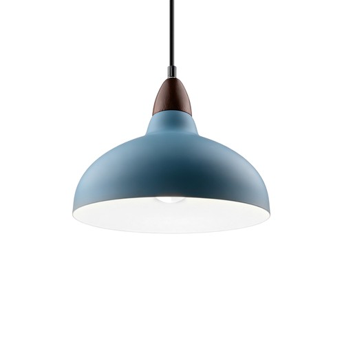 BIRK Petroleumsblå Ø24cm pendel - E27 sokkel, 2m ledning, metall / tre