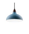 BIRK Petroleumsblå Ø24cm pendel - E27 sokkel, 2m ledning, metall / tre
