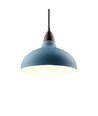 BIRK Petroleumsblå Ø24cm pendel - E27 sokkel, 2m ledning, metall / tre