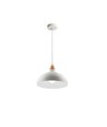 BIRK Hvit Ø19cm pendel - E27 sokkel, 2m ledning, metall / tre