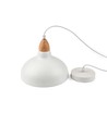 BIRK Hvit Ø19cm pendel - E27 sokkel, 2m ledning, metall / tre