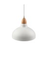 BIRK Hvit Ø24cm pendel - E27 sokkel, 2m ledning, metall / tre
