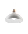 BIRK Hvit Ø24cm pendel - E27 sokkel, 2m ledning, metall / tre