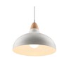 BIRK Hvit Ø24cm pendel - E27 sokkel, 2m ledning, metall / tre