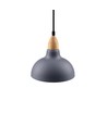BIRK Blå Ø19cm pendel - E27 sokkel, 2m ledning, metall / tre