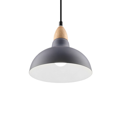 BIRK Blå Ø19cm pendel - E27 sokkel, 2m ledning, metall / tre
