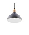 BIRK Blå Ø19cm pendel - E27 sokkel, 2m ledning, metall / tre
