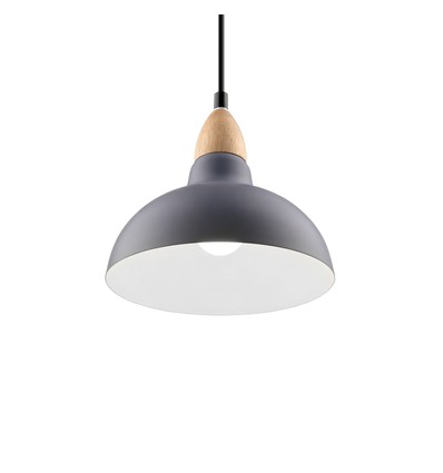 BIRK gråblå Ø24cm pendel - E27 sokkel, 2m ledning, metall / tre
