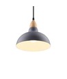 BIRK Blå Ø24cm pendel - E27 sokkel, 2m ledning, metall / tre
