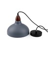 BIRK Grå Ø24cm pendel - E27 sokkel, 2m ledning, metall / tre