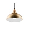 BIRK Messing Ø19cm pendel - E27 sokkel, 2m ledning, metall / tre