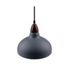 BIRK Grå Ø19cm pendel - E27 sokkel, 2m ledning, metall / tre