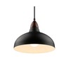 BIRK Svart Ø19cm pendel - E27 sokkel, 2m ledning, metall / tre