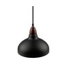 BIRK Svart Ø24cm pendel - E27 sokkel, 2m ledning, metall / tre