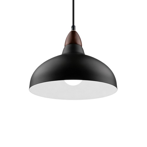 BIRK Svart Ø24cm pendel - E27 sokkel, 2m ledning, metall / tre