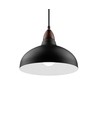 BIRK Svart Ø24cm pendel - E27 sokkel, 2m ledning, metall / tre