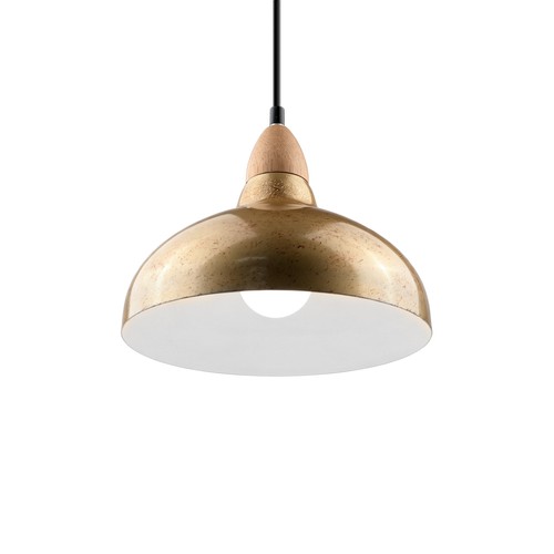 BIRK Messing Ø24cm pendel - E27 sokkel, 2m ledning, metall / tre