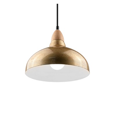 BIRK Messing Ø24cm pendel - E27 sokkel, 2m ledning, metall / tre