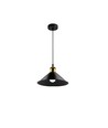 Sort Ø22cm pendel - E27 sokkel, 2m ledning, sort/messing
