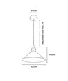 Sort Ø22cm pendel - E27 sokkel, 2m ledning, sort/messing