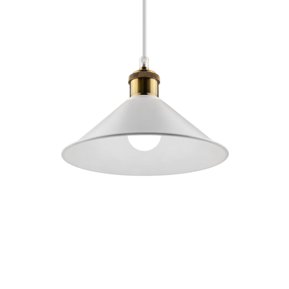 MOKKA Hvit Ø22cm pendel - E27 sokkel, 2m ledning, Hvit/messing