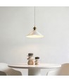 Hvit Ø22cm pendel - E27 sokkel, 2m ledning, hvit/messing