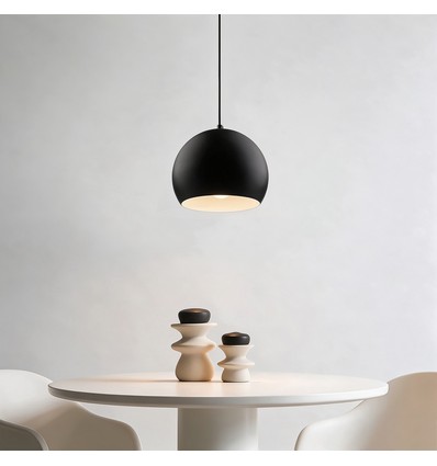 Sort Ø20cm pendellampe - E27 sokkel, 2m ledning, metall
