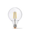 E27 7W LED filamentpære - G95, nøytral hvit