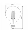 E27 7W LED filamentpære - G95, nøytral hvit